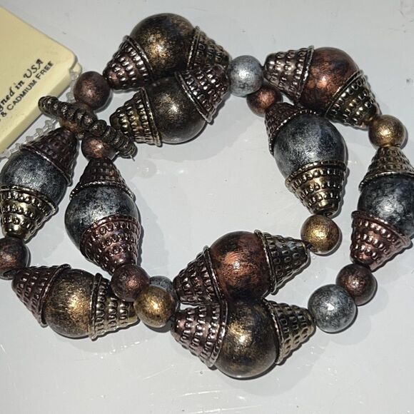 EsMor Tri-Tone Double Strand Bracelet - New with Tags - Picture 1 of 7